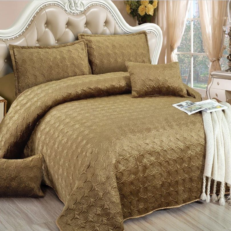Cuvertura de Pat din Catifea – Set 5 Piese pentru Eleganta si Rasfat in Dormitor | COD 0473-CF