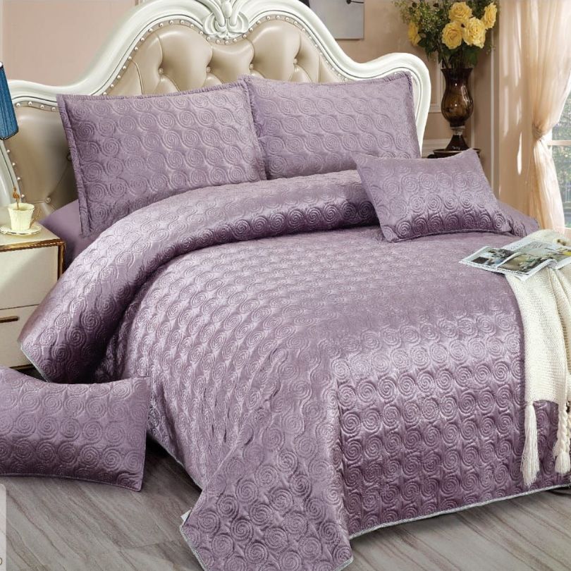 Cuvertura de Pat din Catifea – Set 5 Piese pentru Eleganta si Rasfat in Dormitor | COD 0474-CF