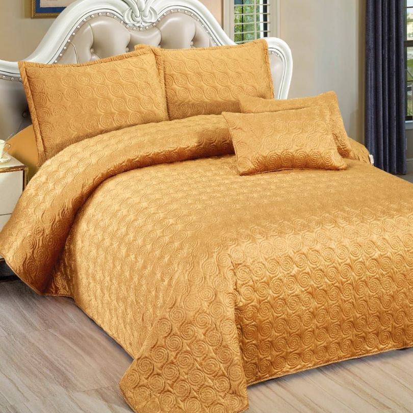 Cuvertura de Pat din Catifea – Set 5 Piese pentru Eleganta si Rasfat in Dormitor | COD 0475-CF