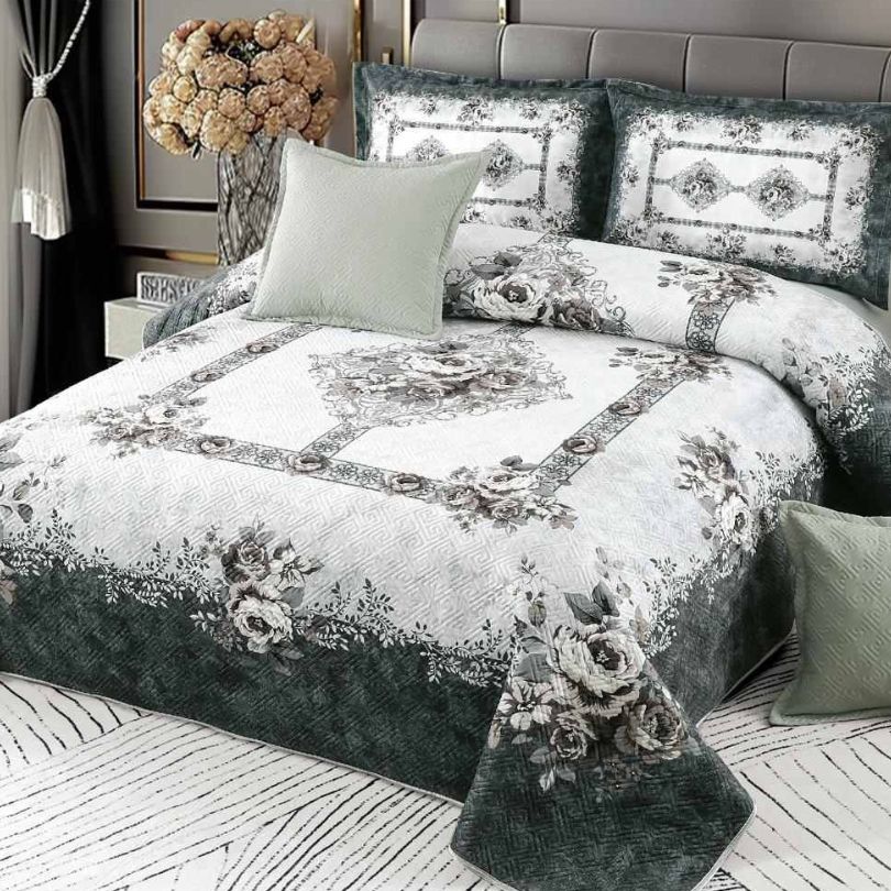 Cuvertura de Pat din Catifea – Set 5 Piese | Eleganta si Rasfat in Dormitor | COD 0499-CF