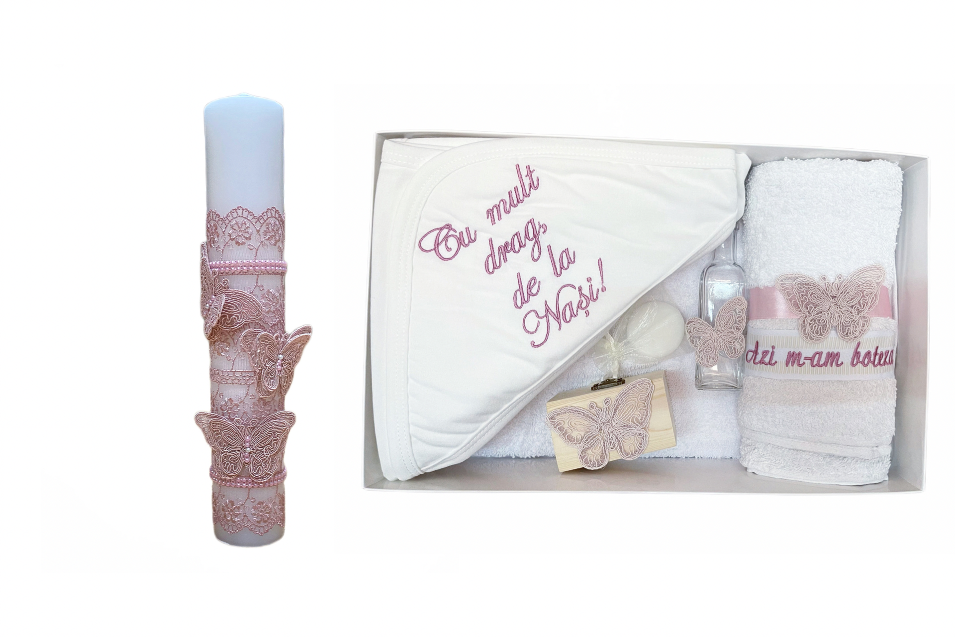 Set botez fete Minnie Fluturaș roz