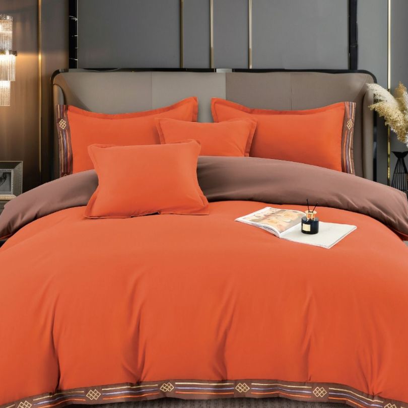 Lenjerie de pat din bumbac cu broderie – 6 piese | Eleganta si confort pentru dormitorul tau | COD 0525-CF