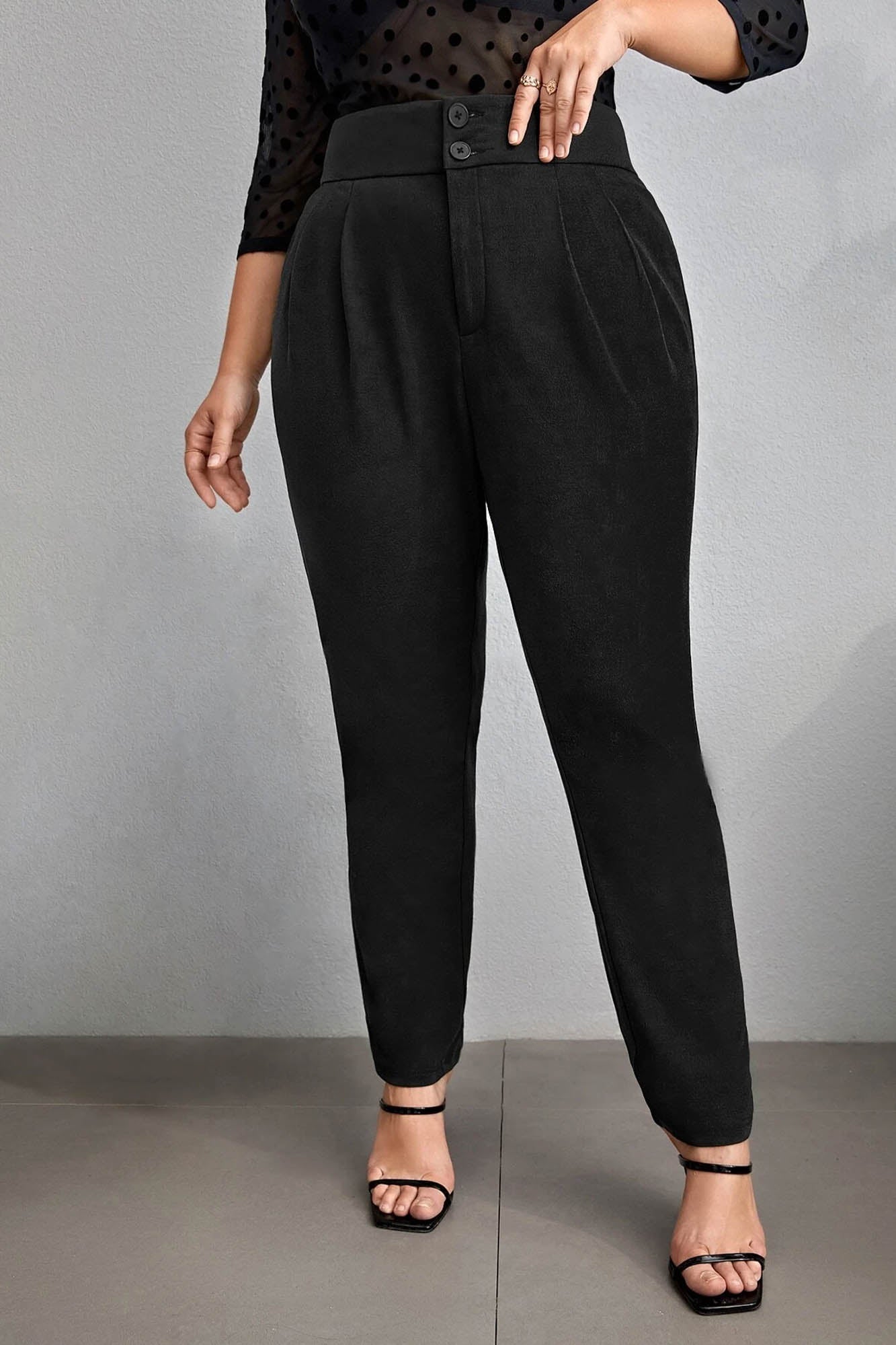 Pantaloni dama marimi mari cu nasturi PTS002