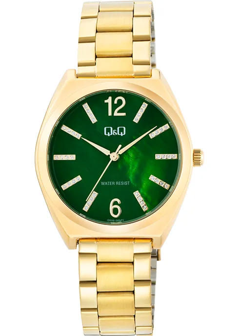 Ceas barbatesc auriu, ecran verde, Q&Q Q90B-005PY