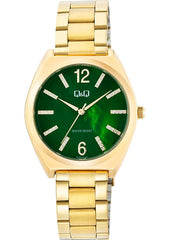 Ceas barbatesc auriu, ecran verde, Q&Q Q90B-005PY