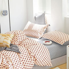 Lenjerie de Pat din Bumbac 100% cu Elastic – Set 4 Piese | COD 0117-PR