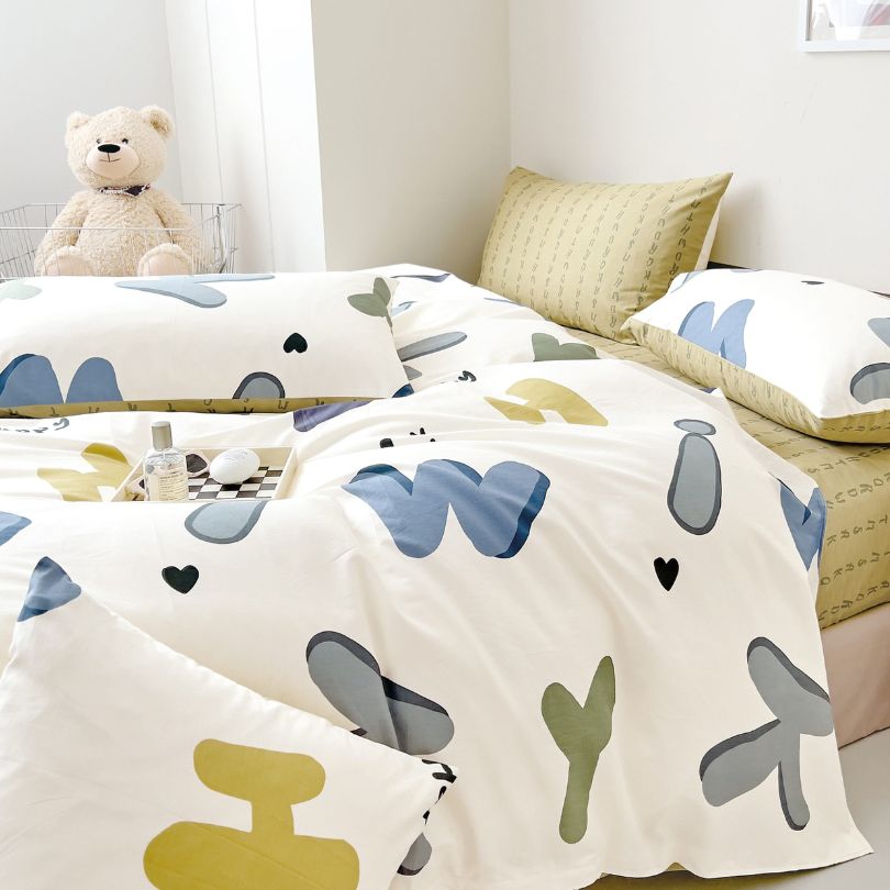 Lenjerie de Pat din Bumbac 100% cu Elastic – Set 4 Piese | COD 0118-PR