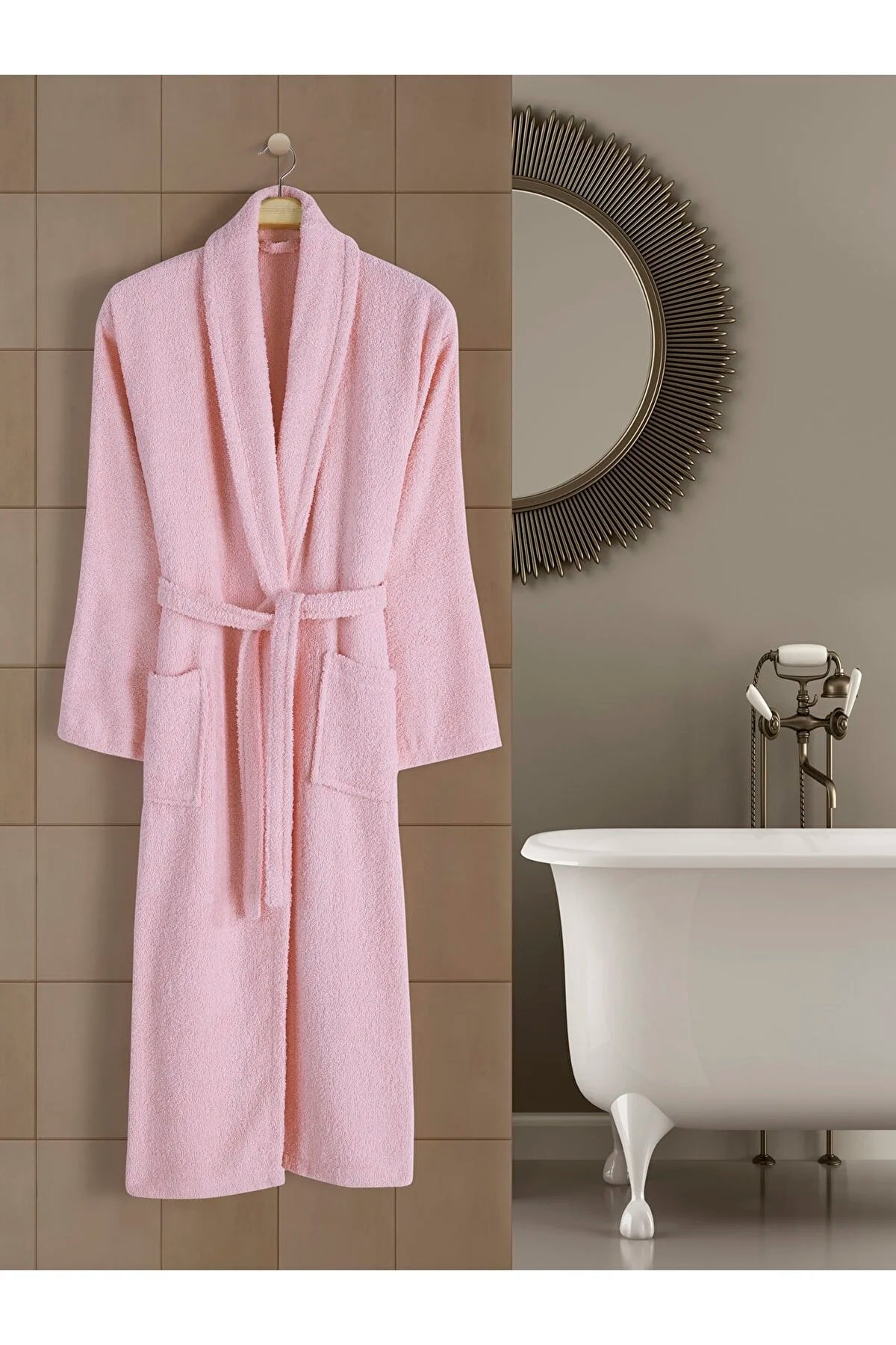 Halat de baie Unisex bumbac 100% – Roz-Pudra