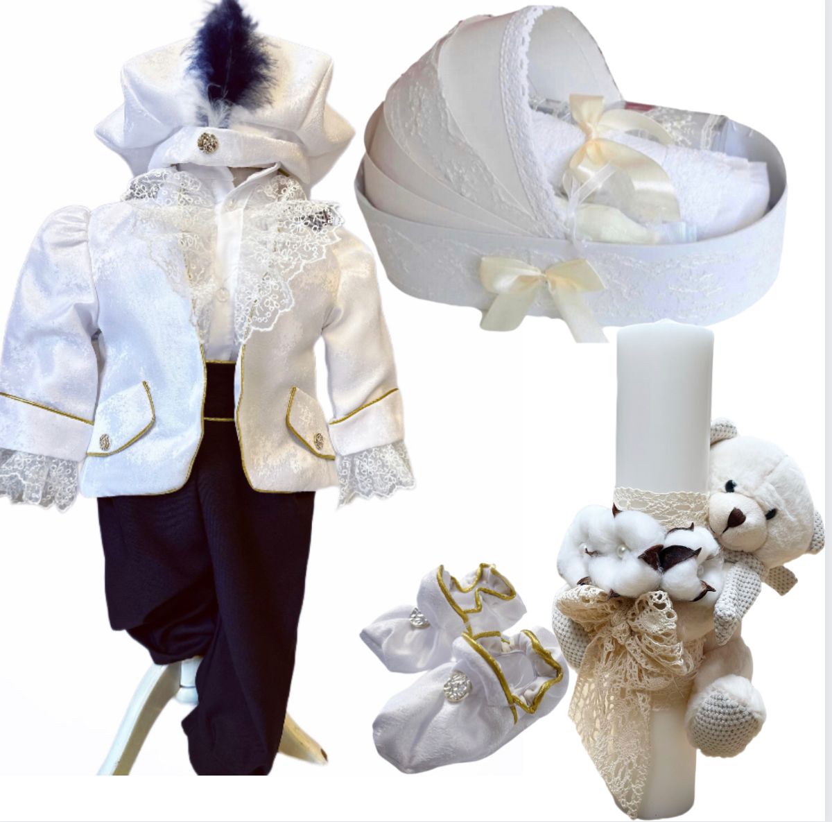 Set botez baieti – White
