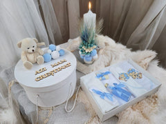 Trusou botez si lumanare Baby Blue Bliss