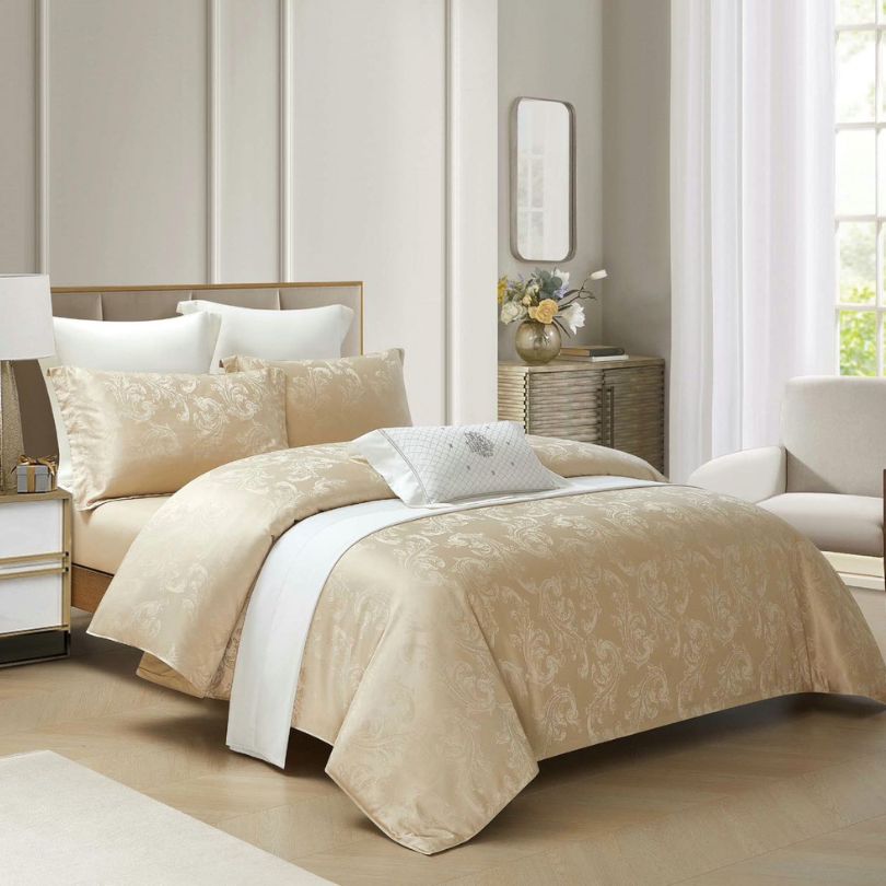 Lenjerie de Pat Jacquard de Lux cu Elastic – Set 4 Piese | COD 0165-PR