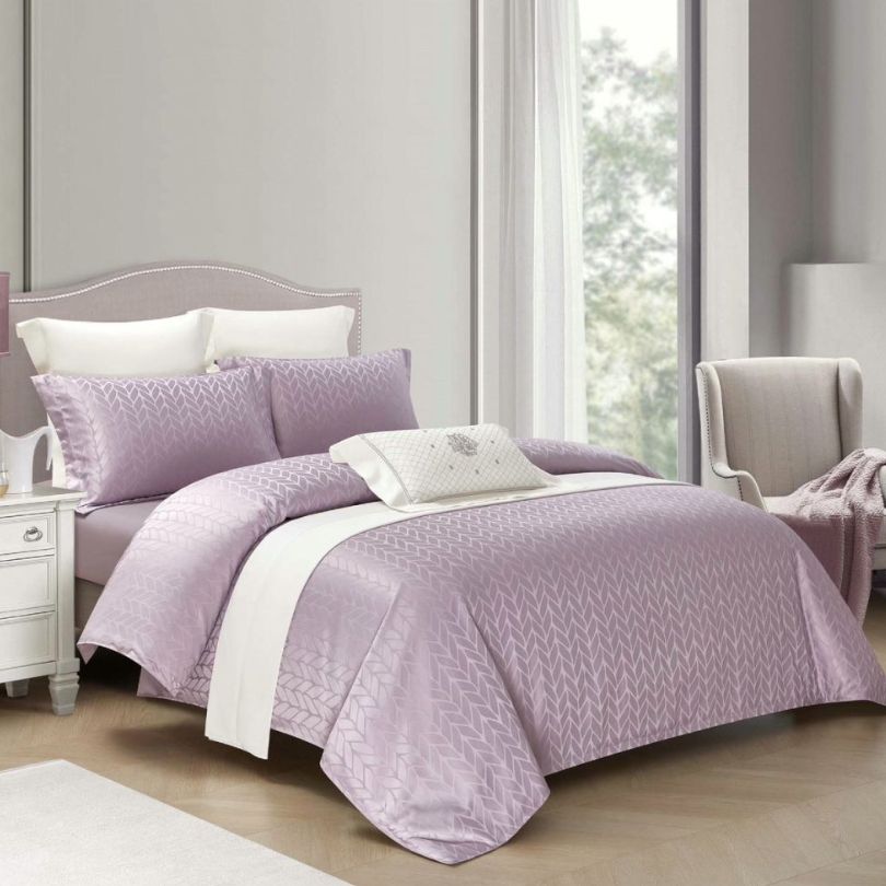 Lenjerie de Pat Jacquard de Lux cu Elastic – Set 4 Piese | COD 0167-PR