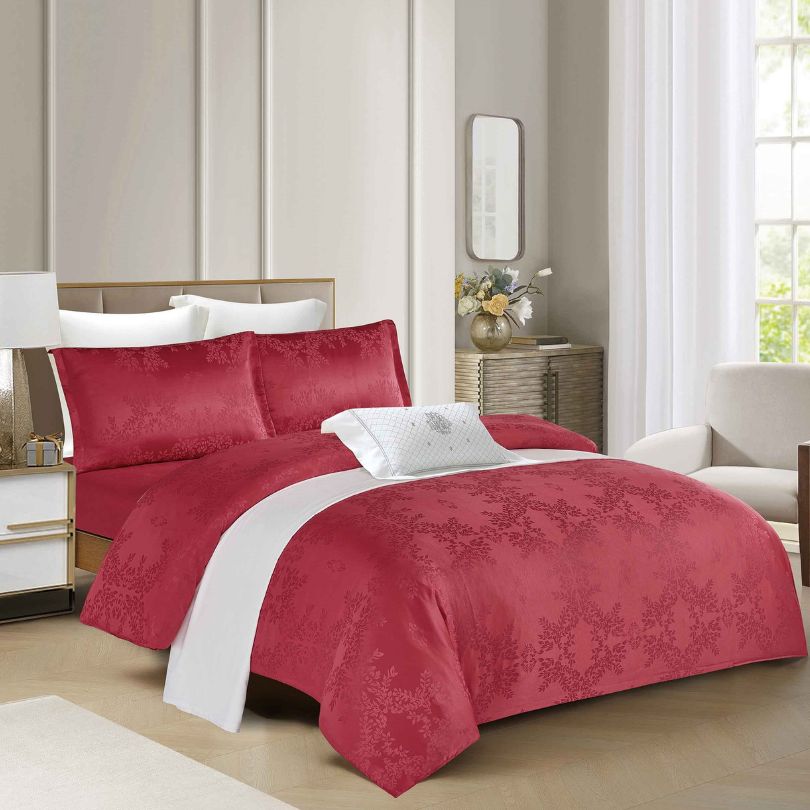 Lenjerie de Pat Jacquard de Lux cu Elastic – Set 4 Piese | COD 0177-PR
