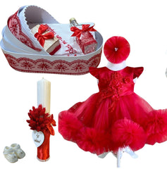 Trusou botez fete – Red Cookie Baptism Set