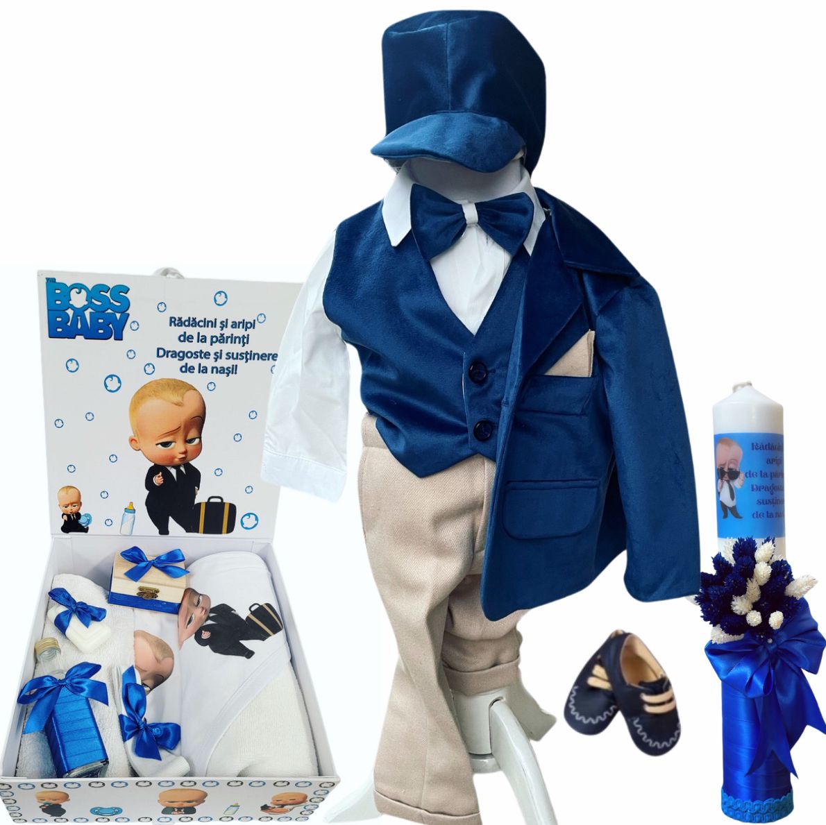 Trusou botez baieti – Slate Blue Sophistication Baby Set