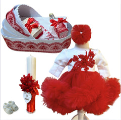 Trusou botez fete – Red and White Baptism Set