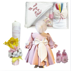 Trusou botez fete – Pink Heart Rose Baptism Set