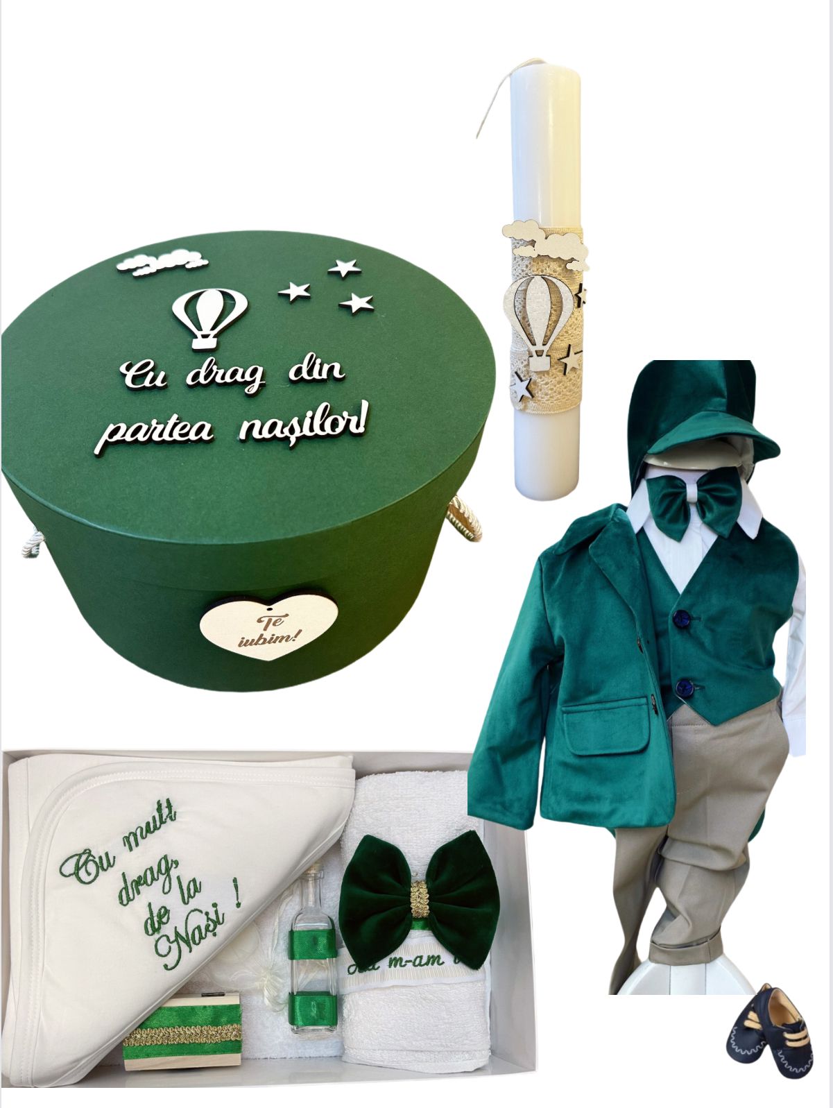 Trusou botez baieti – Baby Green Blooms Baby Set
