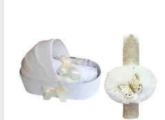 Trusou botez fete – White Lady Baptism Set cu landou