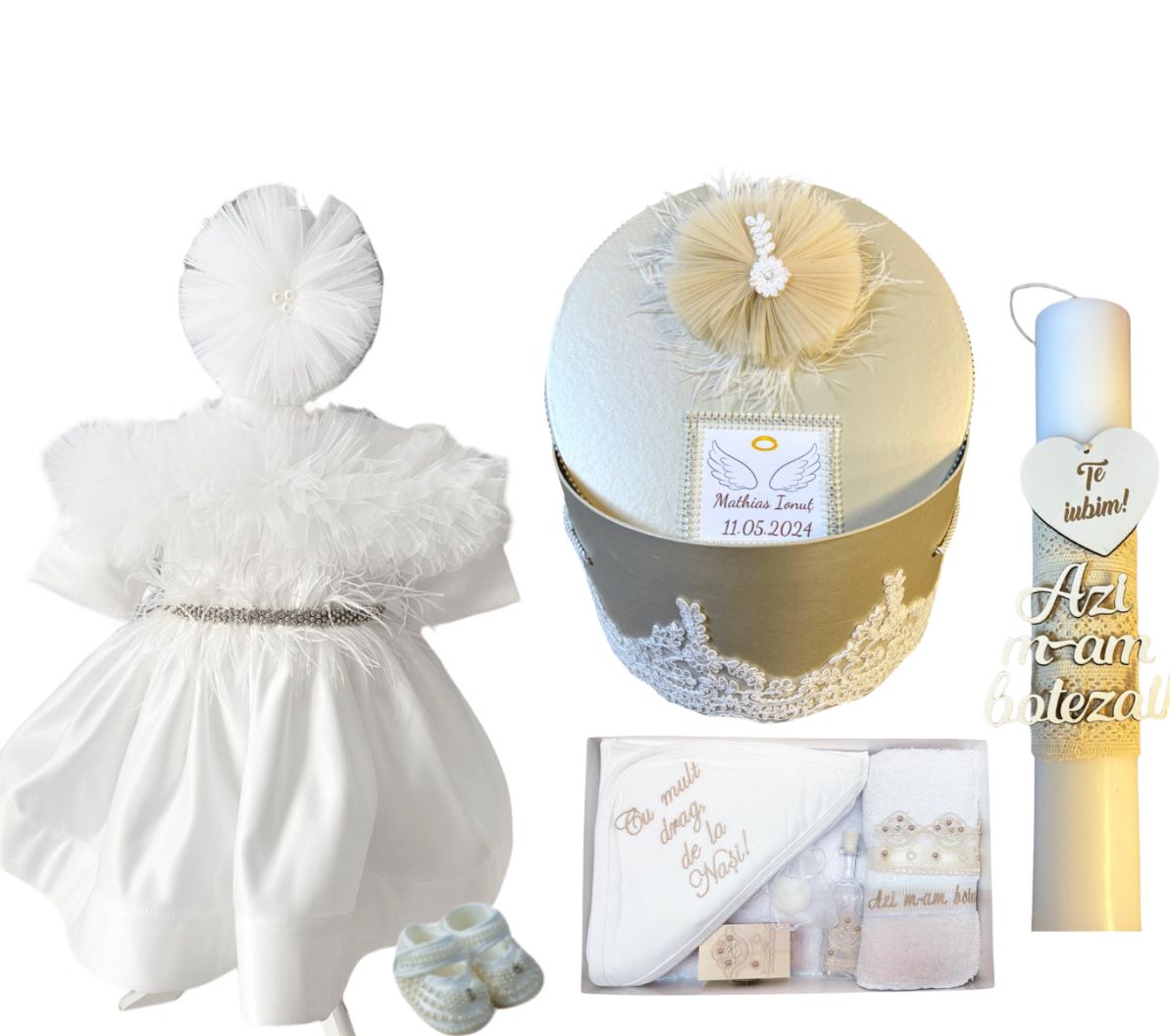 Trusou botez fete – White Princess Baptism Set
