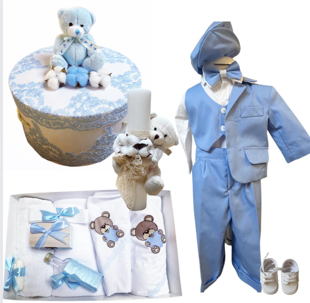 Trusou botez baieti – Baby Blue Baptismal Set