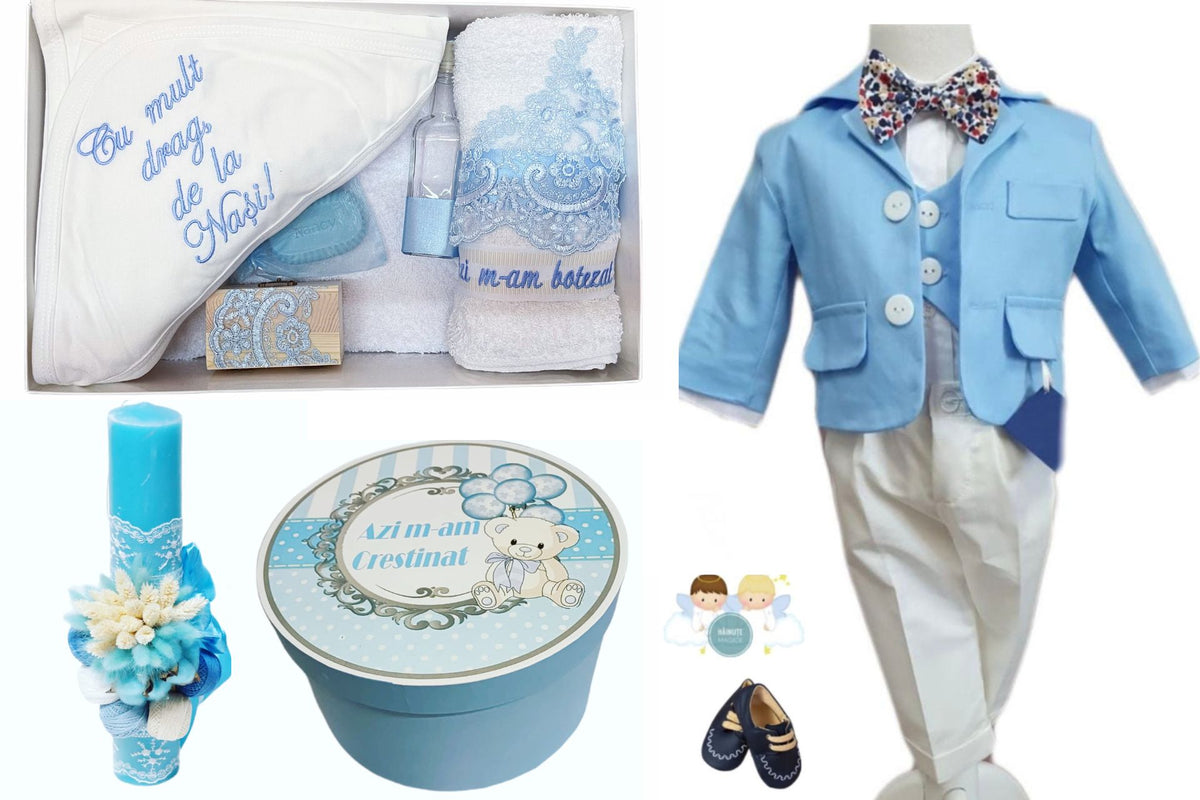 Trusou botez baby blue – Flori uscate