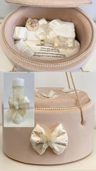 Trusou botez si lumanare White Pink Bow