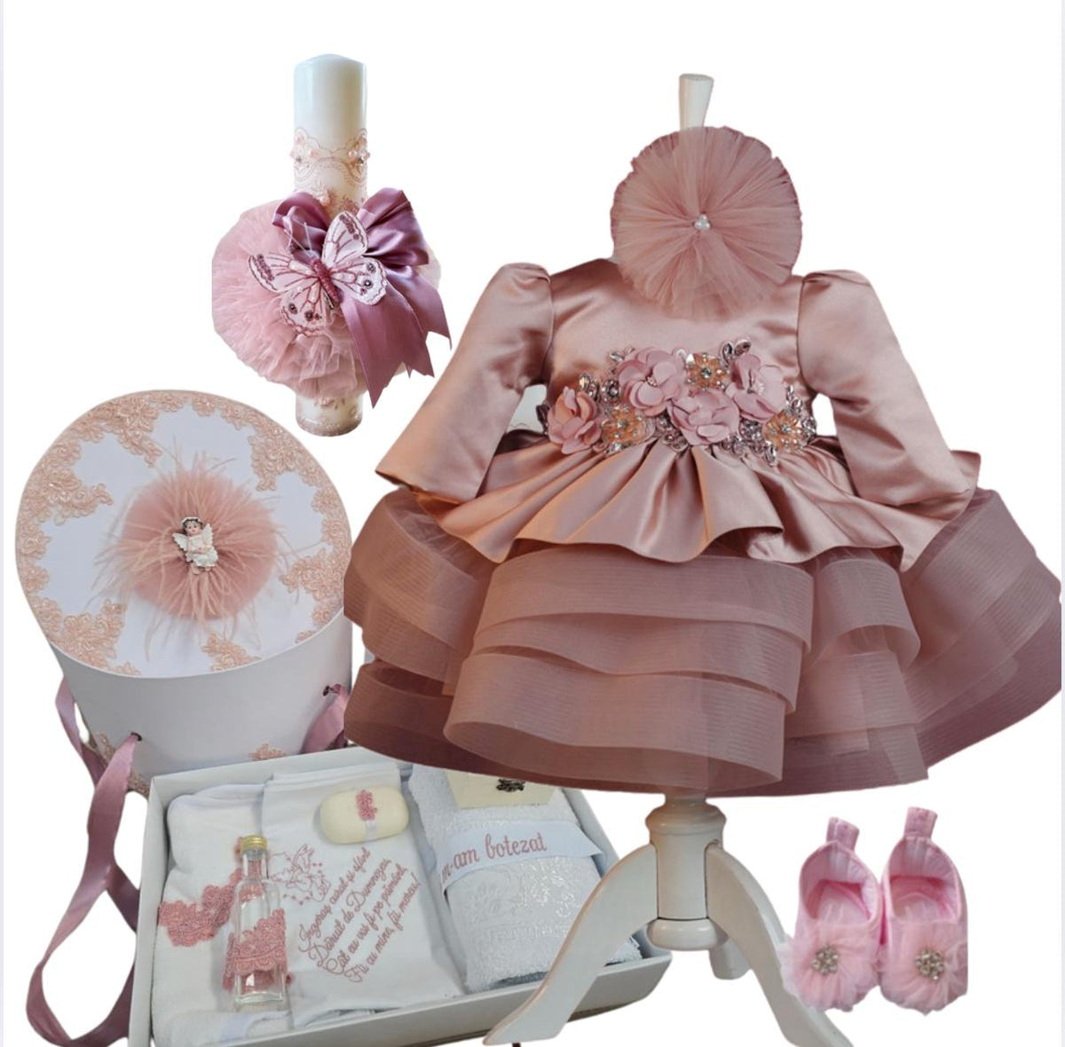 Trusou botez fete – Pink Baptism set