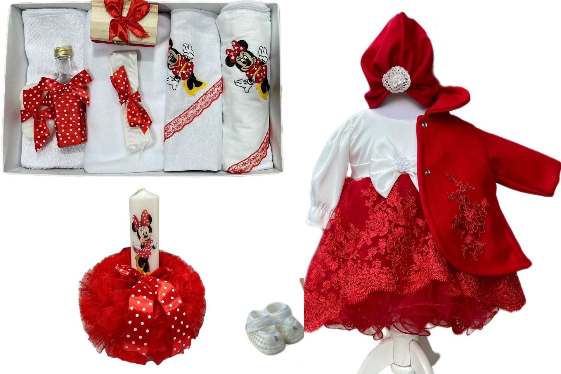 Set botez fetita cu lumanare Minnie Mouse