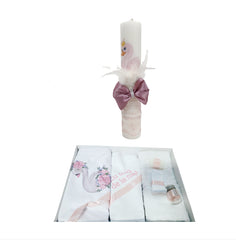 Trusou botez fete – Pink Swan Baby Baptism Set