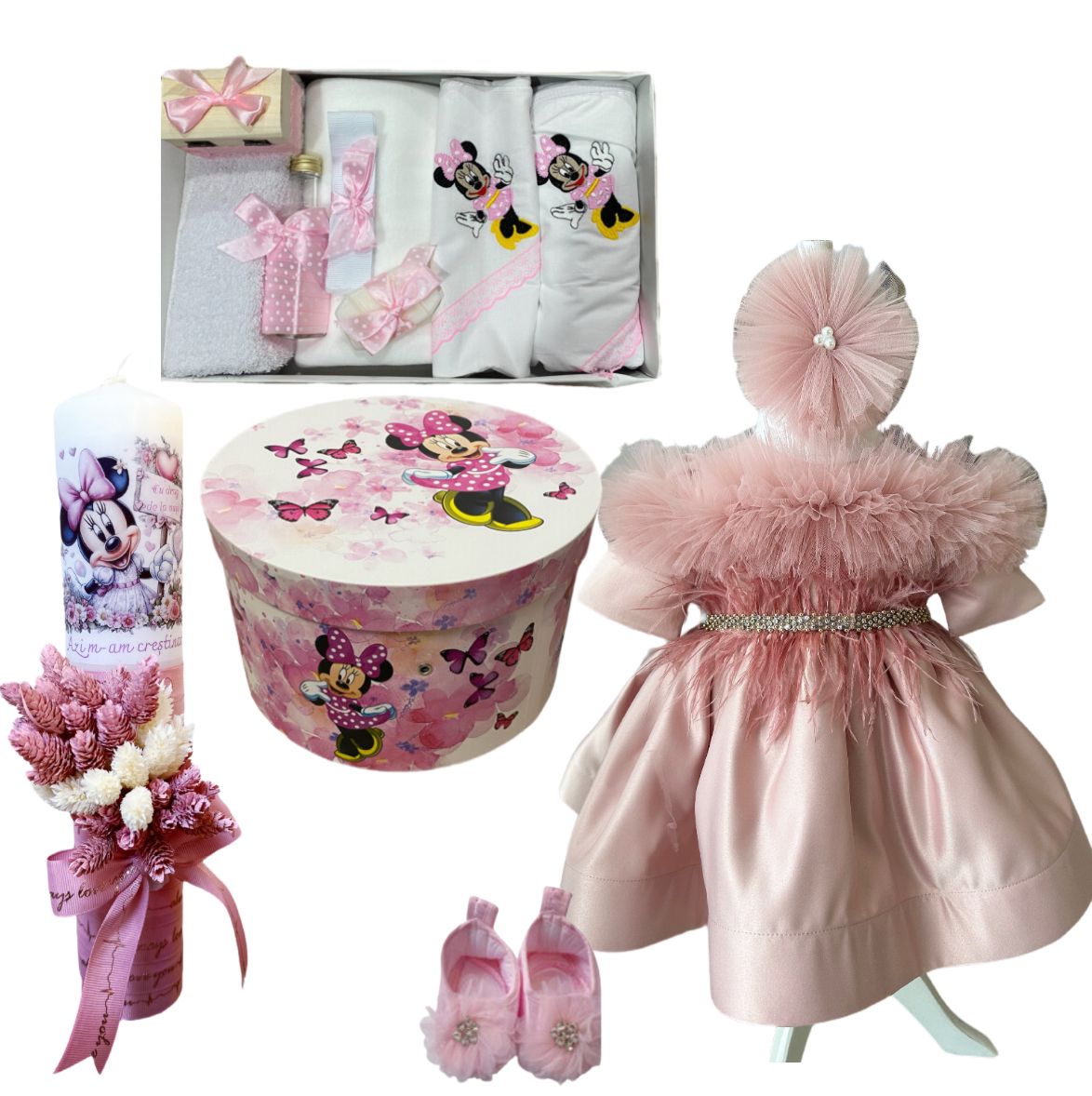 Trusou botez fete – Little Pink Minnie Baptism Set