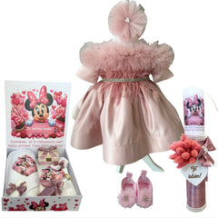 Trusou botez fete – Pink Flower Baptism Set