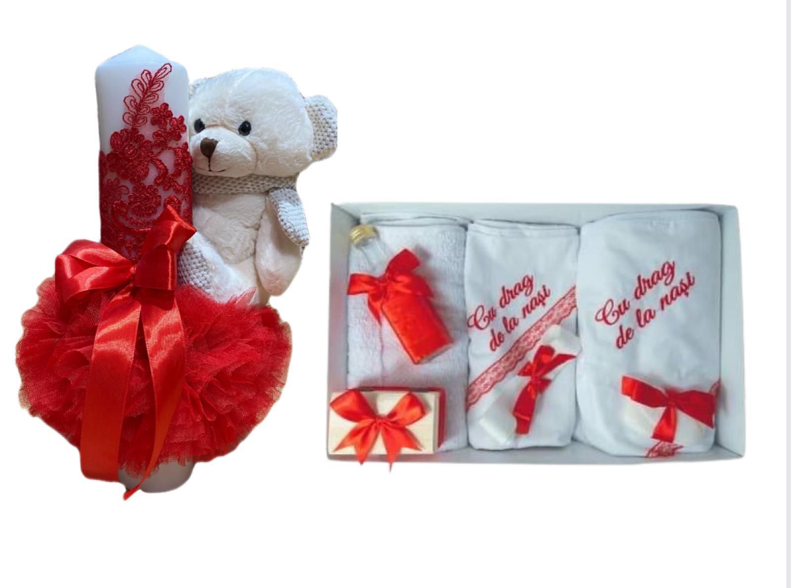 Trusou botez fete – Baby in Red Baptism Set