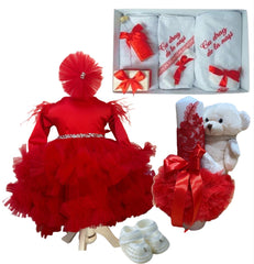 Trusou botez fete – Baby in Red Baptism Set