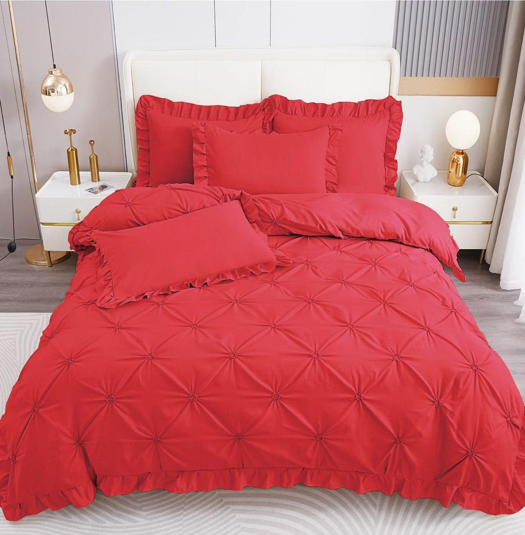 Lenjerie de pat bumbac finet brodat cu volanase – 4 piese | 0283-CA
