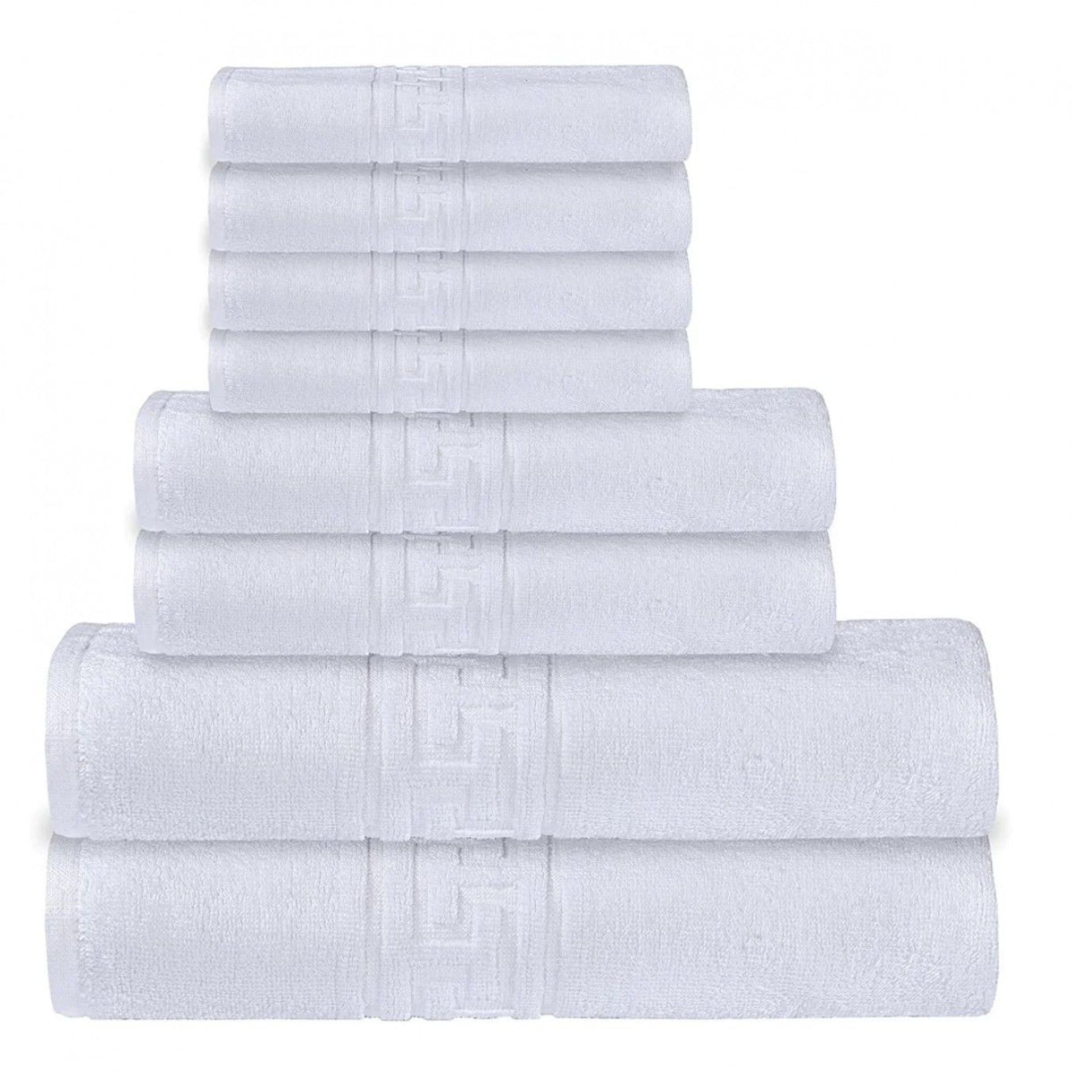 Set de 8 prosoape greek border-alb
