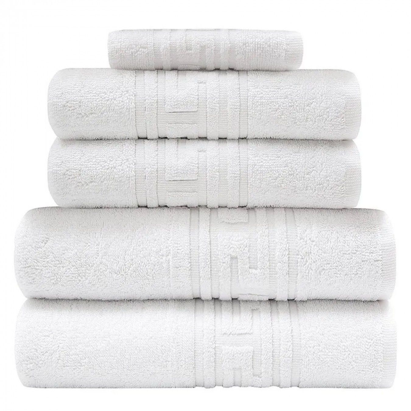 Set de 5 prosoape greek border-alb