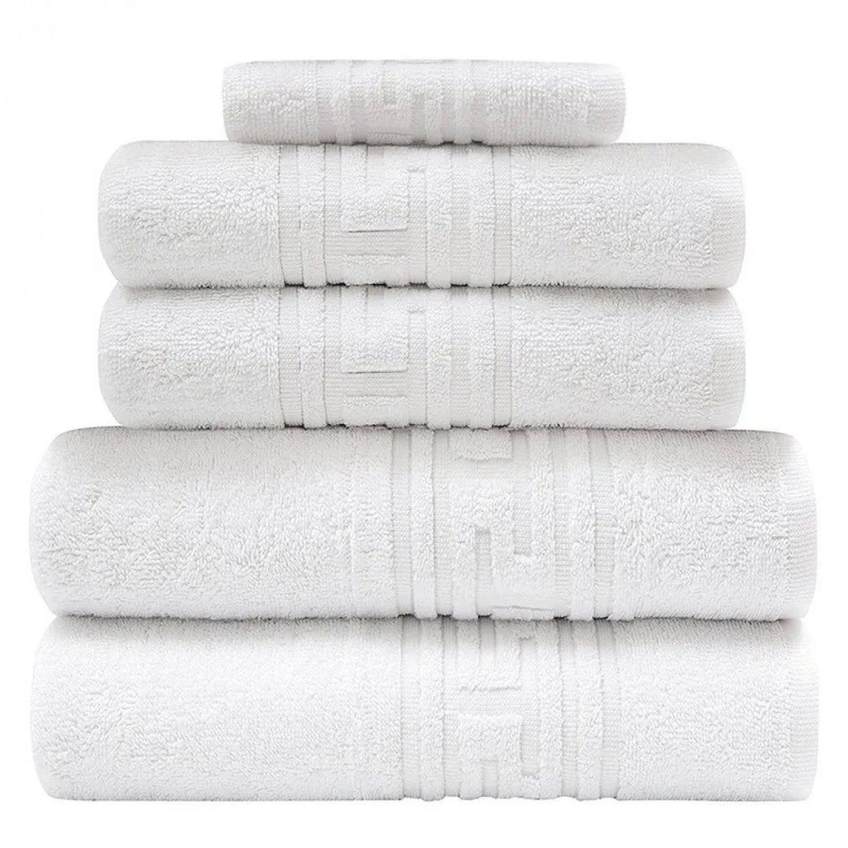 Set de 5 prosoape greek border-alb