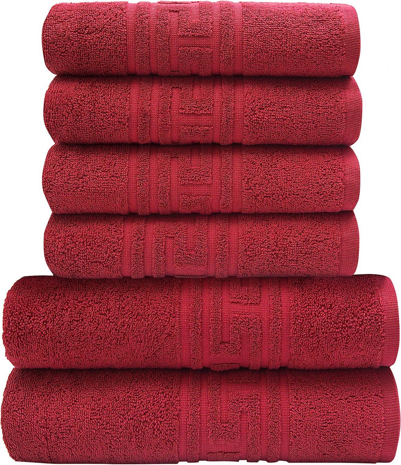 Set de 6 prosoape greek border-rosu