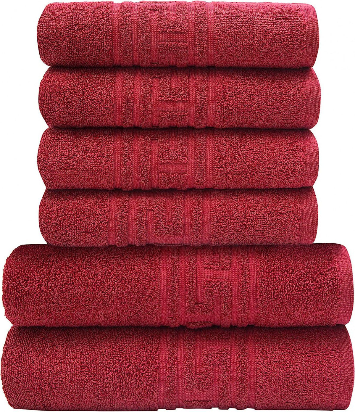 Set de 6 prosoape greek border-rosu