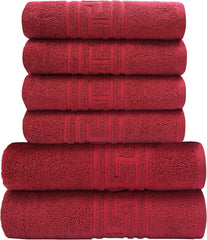 Set de 6 prosoape greek border-rosu
