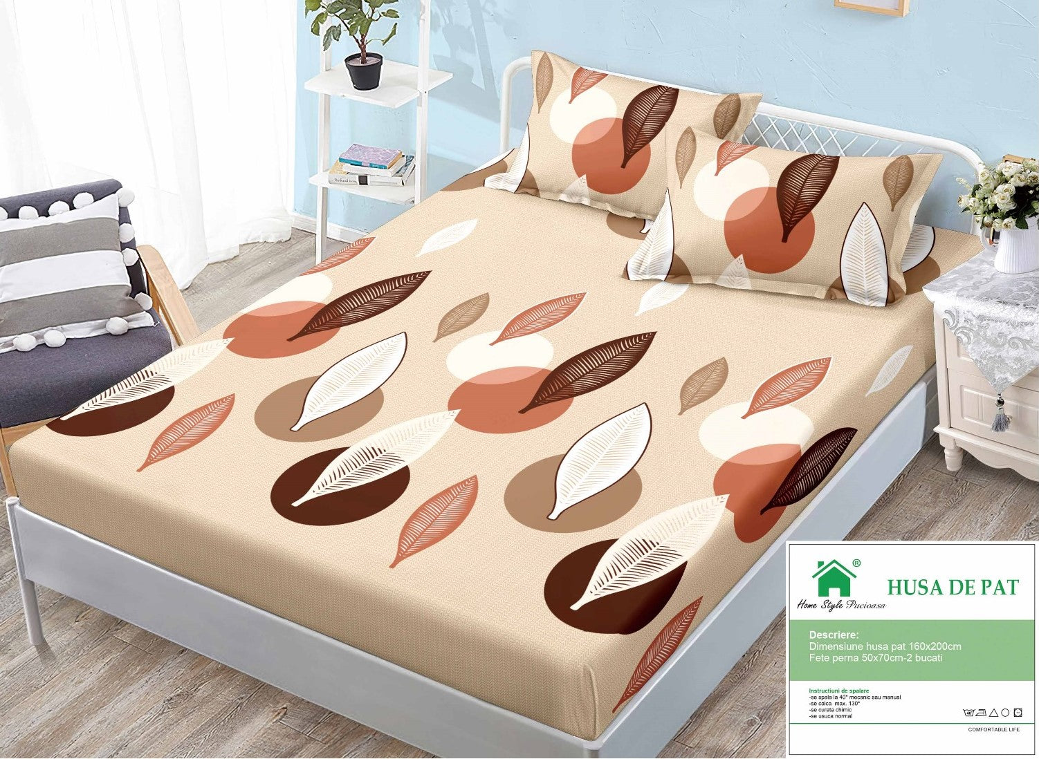 Husa de pat din bumbac finet – 3 piese | 0228-A