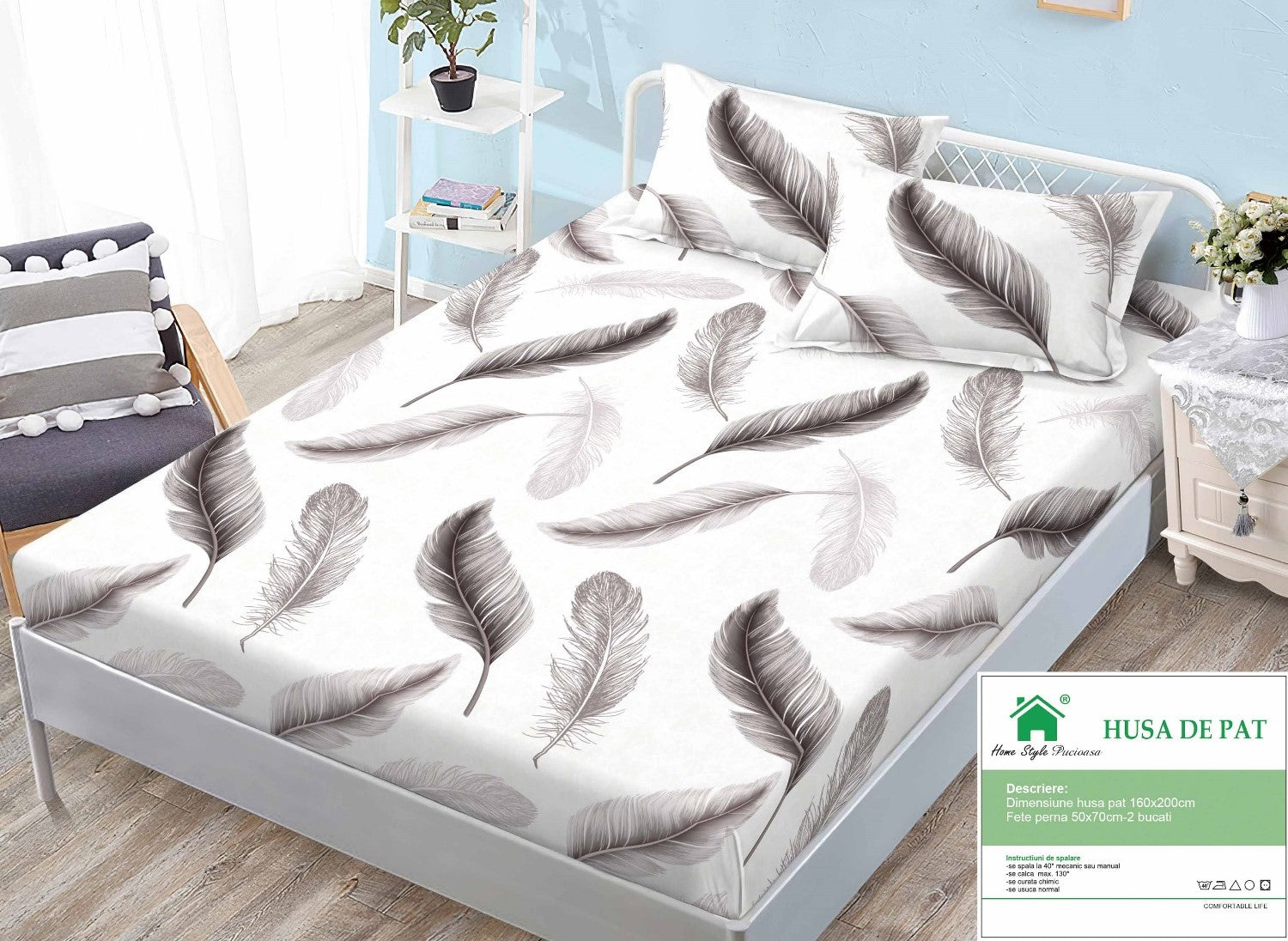 Husa de pat din bumbac finet – 3 piese | 0236-A