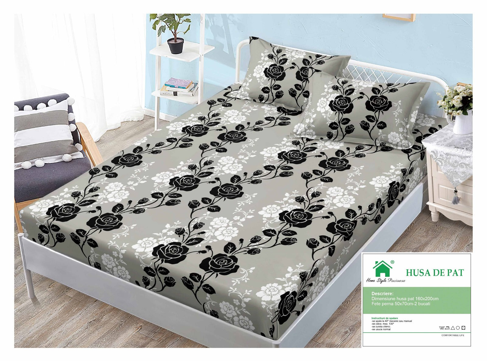 Husa de pat din bumbac finet – 3 piese | 0243-A