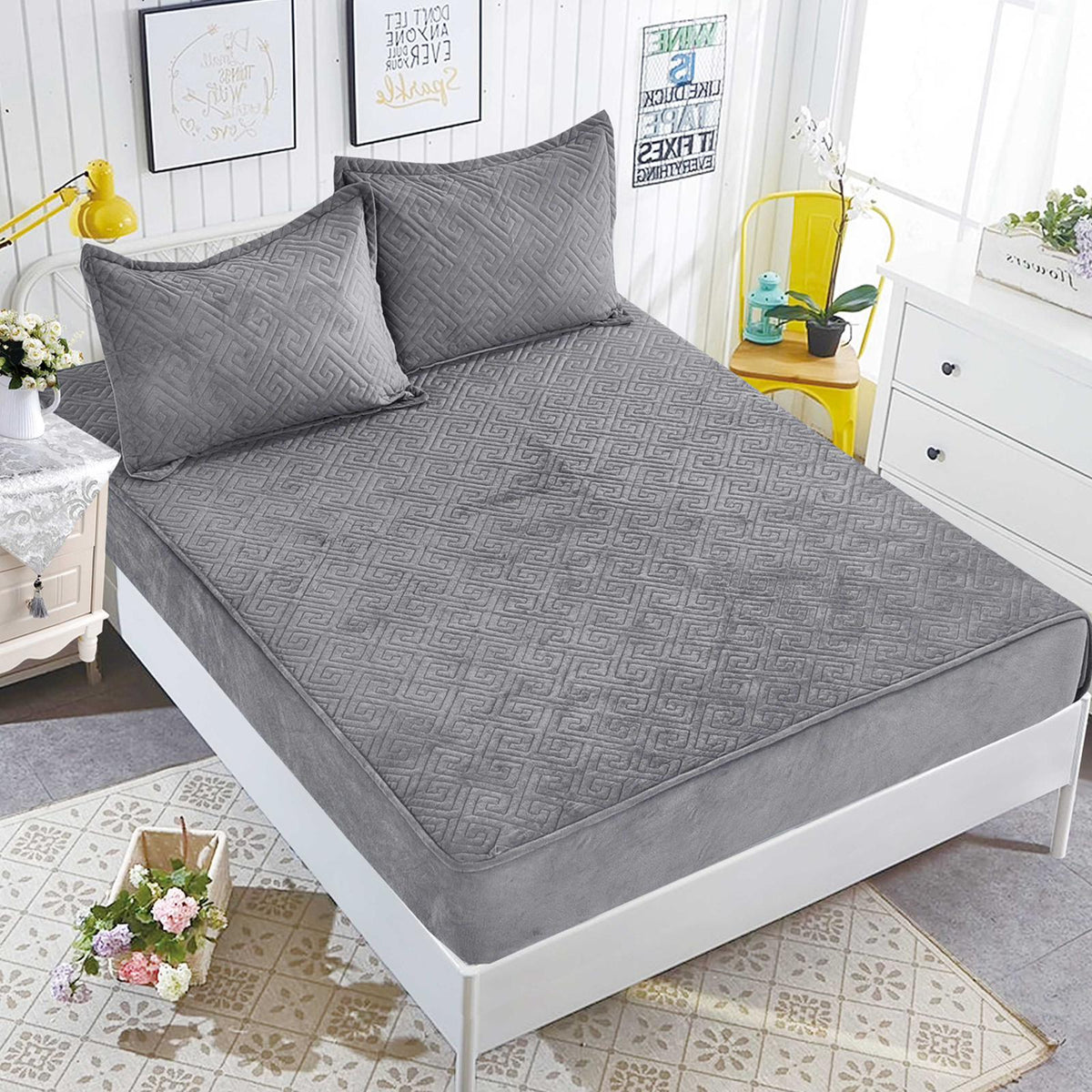 Husa protectie de saltea Catifea Topper 3-piese | 2017-SE