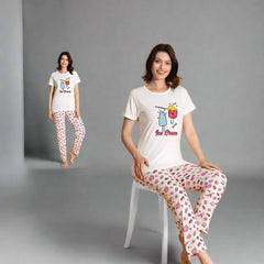 Pijama de Dama cu Tricou si Pantaloni Lung | 0010 - PJ