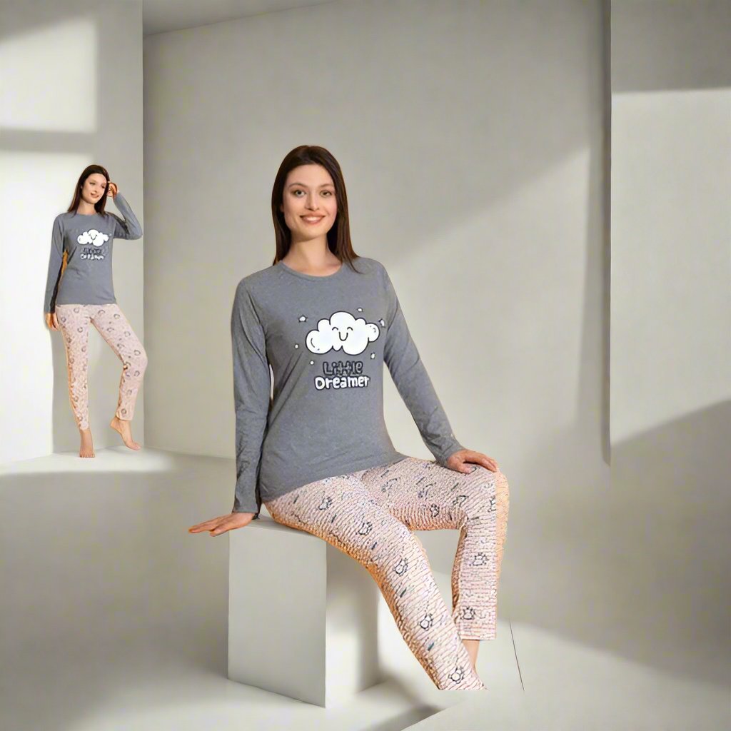 Pijama de Dama cu Bluza si Pantaloni Lungi | 0001 - PJ