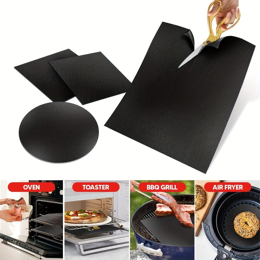 Set 4 Folii Antiaderente din Teflon, Flippy, Multifunctionale, Rezistente la Apa si Temperaturi Ridicate, pentru Gratar, Cuptor, BBQ Grill, 40x33 cm, Negru