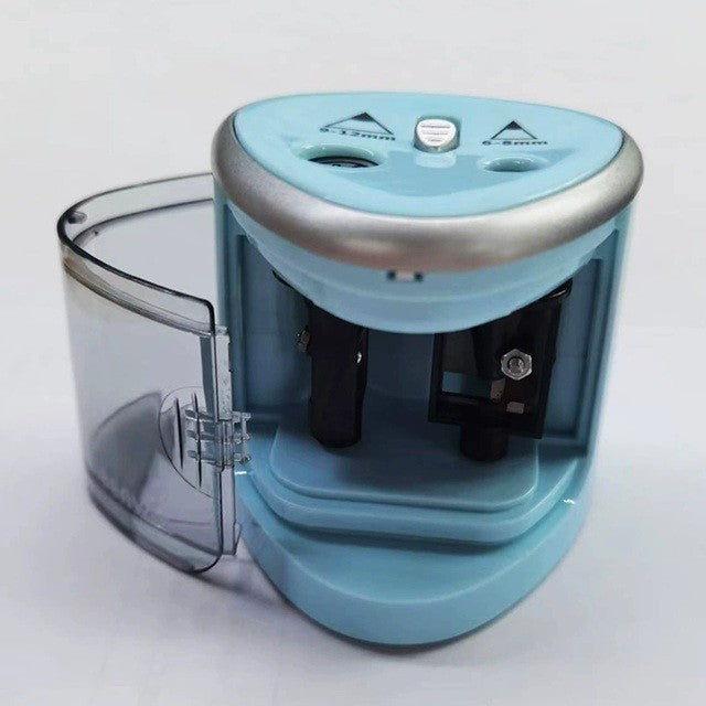 Ascutitoare Electrica cu 2 Gauri, Flippy, Gri, Baterii 4 x AA (neincluse), 7.5 x 7.5 x 7.5 cm, Albastru