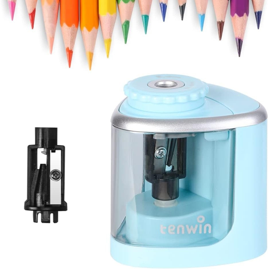 Ascutitoare Electrica Semi-Automata, Flippy, din Plastic, Baterii 2 x AA (neincluse), 6.5 x 6.5 x 7.5 cm, Albastru